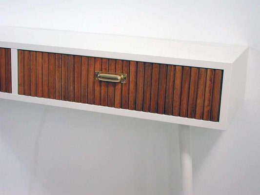 Mid-Century Italian Oak & White Lacquered Chest of Drawers or Console Table, 1950s-OE-897886