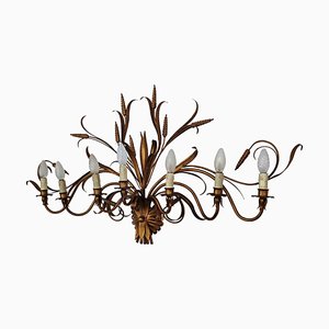 Mid-Century Italian or French Gilt Toleware Wheat Sheaf Wall Light-EUP-957044