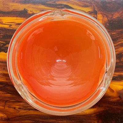 Mid-Century Italian Orange and White Murano Glass Bowl or Ashtray, 1960s-JDR-1125877