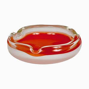 Mid-Century Italian Orange and White Murano Glass Bowl or Ashtray, 1960s-JDR-1125877