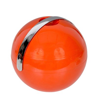 Mid-Century Italian Orange Plastic Ball-Shaped Ice Bucket from Guzzini, 1970s-JDR-1288509