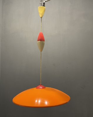 Mid-Century Italian Orange Plastic Light Pendant-JJC-1329059