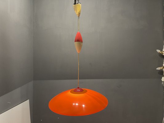 Mid-Century Italian Orange Plastic Light Pendant-JJC-1329059