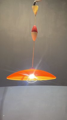 Mid-Century Italian Orange Plastic Light Pendant-JJC-1329059