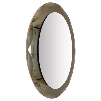 Mid-Century Italian Oval Mirror with Bronzed Graven Frame from Cristal Arte, 1960s-JDR-1125510