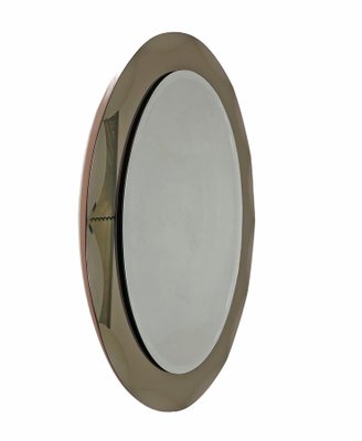 Mid-Century Italian Oval Mirror with Bronzed Graven Frame from Cristal Arte, 1960s-JDR-1125510