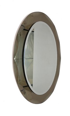 Mid-Century Italian Oval Mirror with Bronzed Graven Frame from Cristal Arte, 1960s-JDR-1125510