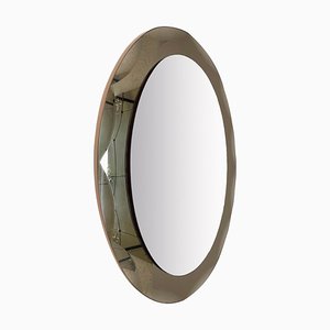 Mid-Century Italian Oval Mirror with Bronzed Graven Frame from Cristal Arte, 1960s-JDR-1125510