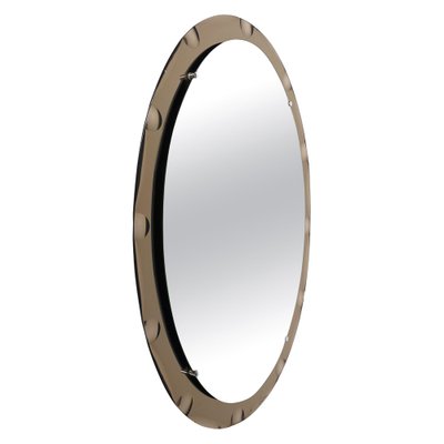 Mid-Century Italian Oval Mirror with Graven Bronzed Frame from Cristal Arte, 1960s-JDR-1274883