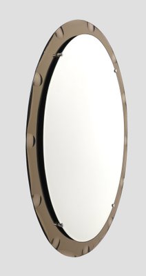 Mid-Century Italian Oval Mirror with Graven Bronzed Frame from Cristal Arte, 1960s-JDR-1274883