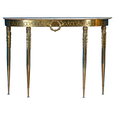 Mid Century Italian Oval Shaped Brass Console Table, 1950-MBH-1073778