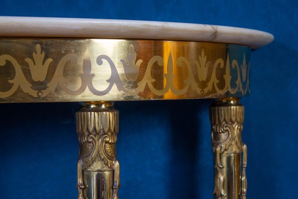 Mid Century Italian Oval Shaped Brass Console Table, 1950-MBH-1073778