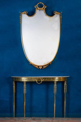 Mid Century Italian Oval Shaped Brass Console Table, 1950-MBH-1073778