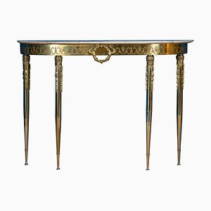 Mid Century Italian Oval Shaped Brass Console Table, 1950-MBH-1073778