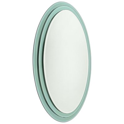 Mid-Century Italian Oval Three Level Wall Mirror in the Style of Fontana Arte, 1970s-LYQ-1274912