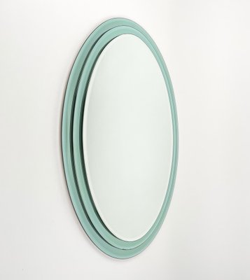 Mid-Century Italian Oval Three Level Wall Mirror in the Style of Fontana Arte, 1970s-LYQ-1274912