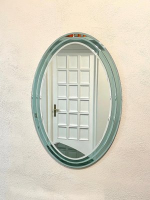 Mid-Century Italian Oval Three Level Wall Mirror in the Style of Fontana Arte, 1970s-LYQ-1274912