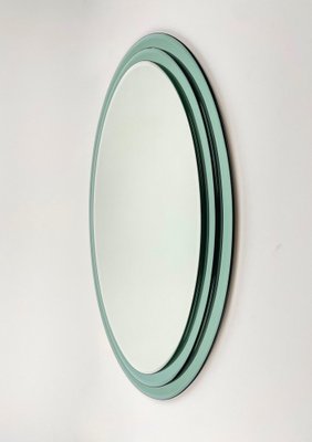 Mid-Century Italian Oval Three Level Wall Mirror in the Style of Fontana Arte, 1970s-LYQ-1274912