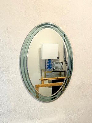 Mid-Century Italian Oval Three Level Wall Mirror in the Style of Fontana Arte, 1970s-LYQ-1274912