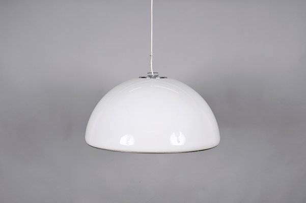 Mid-Century Italian Pendant in Metal and White Acrylic Glass by Harvey Guzzini, 1970s-JDR-1341305