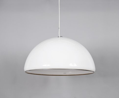 Mid-Century Italian Pendant in Metal and White Acrylic Glass by Harvey Guzzini, 1970s-JDR-1341305