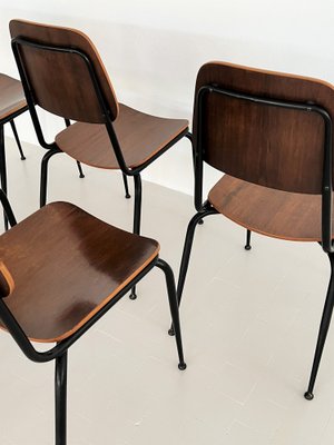 Mid-Century Italian Plywood Nutwood Chairs from Velca Legnano, 1960s, Set of 6-VNE-1373106