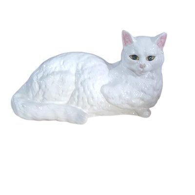 Mid-Century Italian Porcelain White Cat-TCS-2043192