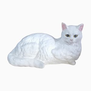 Mid-Century Italian Porcelain White Cat-TCS-2043192