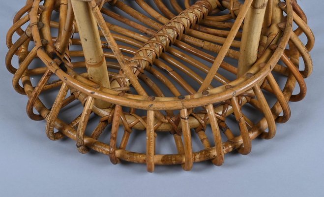 Mid-Century Italian Rattan and Bamboo Stool or Ottoman by Franco Albini, 1960s-JDR-1221892