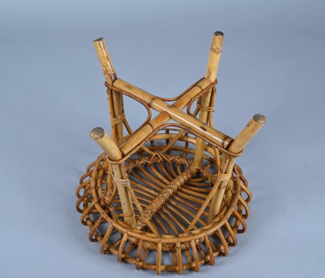 Mid-Century Italian Rattan and Bamboo Stool or Ottoman by Franco Albini, 1960s-JDR-1221892