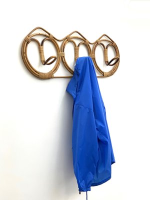 Mid-Century Italian Rattan & Bamboo Coat Hook, 1960s-JDR-1126003