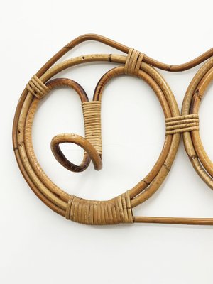 Mid-Century Italian Rattan & Bamboo Coat Hook, 1960s-JDR-1126003