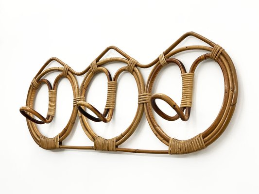 Mid-Century Italian Rattan & Bamboo Coat Hook, 1960s-JDR-1126003