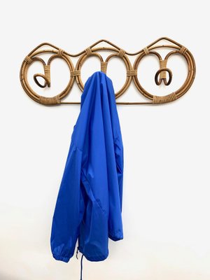 Mid-Century Italian Rattan & Bamboo Coat Hook, 1960s-JDR-1126003