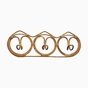 Mid-Century Italian Rattan & Bamboo Coat Hook, 1960s-JDR-1126003