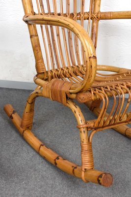 Mid-Century Italian Rattan & Bamboo Rocking Chairs, 1960s, Set of 2-JDR-1125892