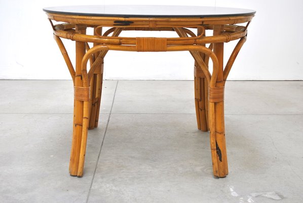 Mid-Century Italian Rattan Dining Table-JQO-906281