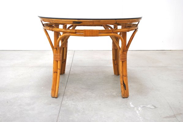 Mid-Century Italian Rattan Dining Table-JQO-906281