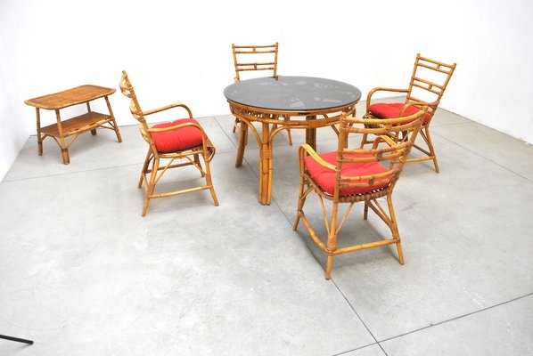 Mid-Century Italian Rattan Dining Table-JQO-906281