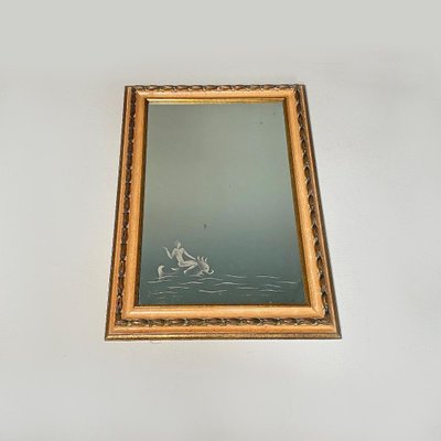 Mid-Century Italian Rectangular Mirror with Drawing, 1940s-GDD-1350929