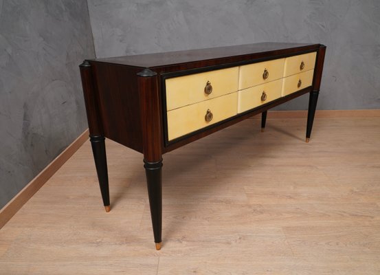 Mid-Century Italian Rectangular Walnut and Goatskin Chest of Drawers, 1950-UH-1193709