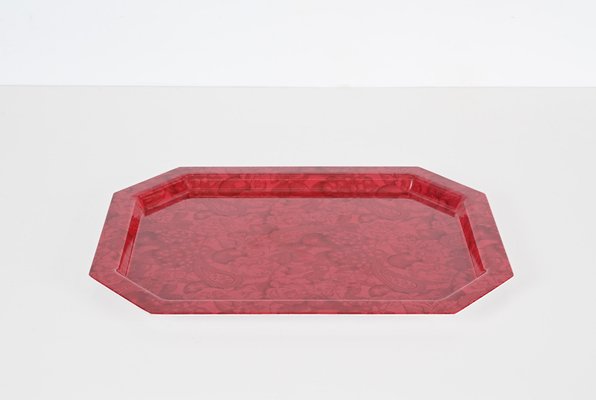 Mid-Century Italian Red Acrylic Serving Tray, 1980s-JDR-1764120