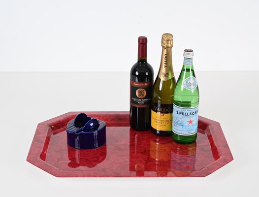 Mid-Century Italian Red Acrylic Serving Tray, 1980s-JDR-1764120