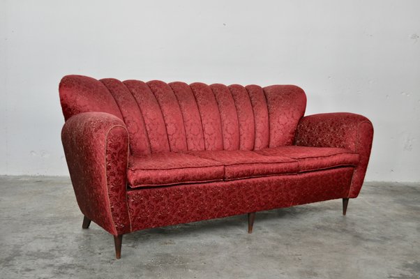 Mid-Century Italian Red and Gold 3-Seater Sofa by Paolo Buffa, 1950s-KNM-618334