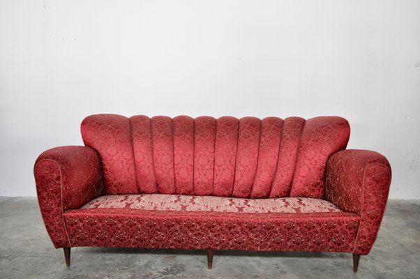 Mid-Century Italian Red and Gold 3-Seater Sofa by Paolo Buffa, 1950s-KNM-618334