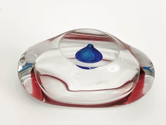 Mid-Century Italian Red, Blue and Crystal Murano Sommerso Glass Bowl by Flavio Poli, 1960-JDR-1126106