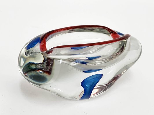 Mid-Century Italian Red, Blue and Crystal Murano Sommerso Glass Bowl by Flavio Poli, 1960-JDR-1126106