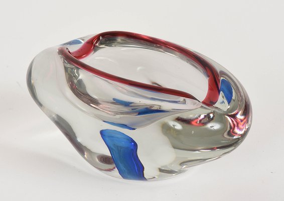 Mid-Century Italian Red, Blue and Crystal Murano Sommerso Glass Bowl by Flavio Poli, 1960-JDR-1126106