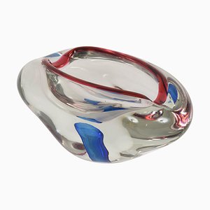 Mid-Century Italian Red, Blue and Crystal Murano Sommerso Glass Bowl by Flavio Poli, 1960-JDR-1126106