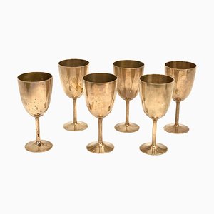 Mid-Century Italian Regency Solid Brass Chalices, 1980s, Set of 6-JDR-1126092